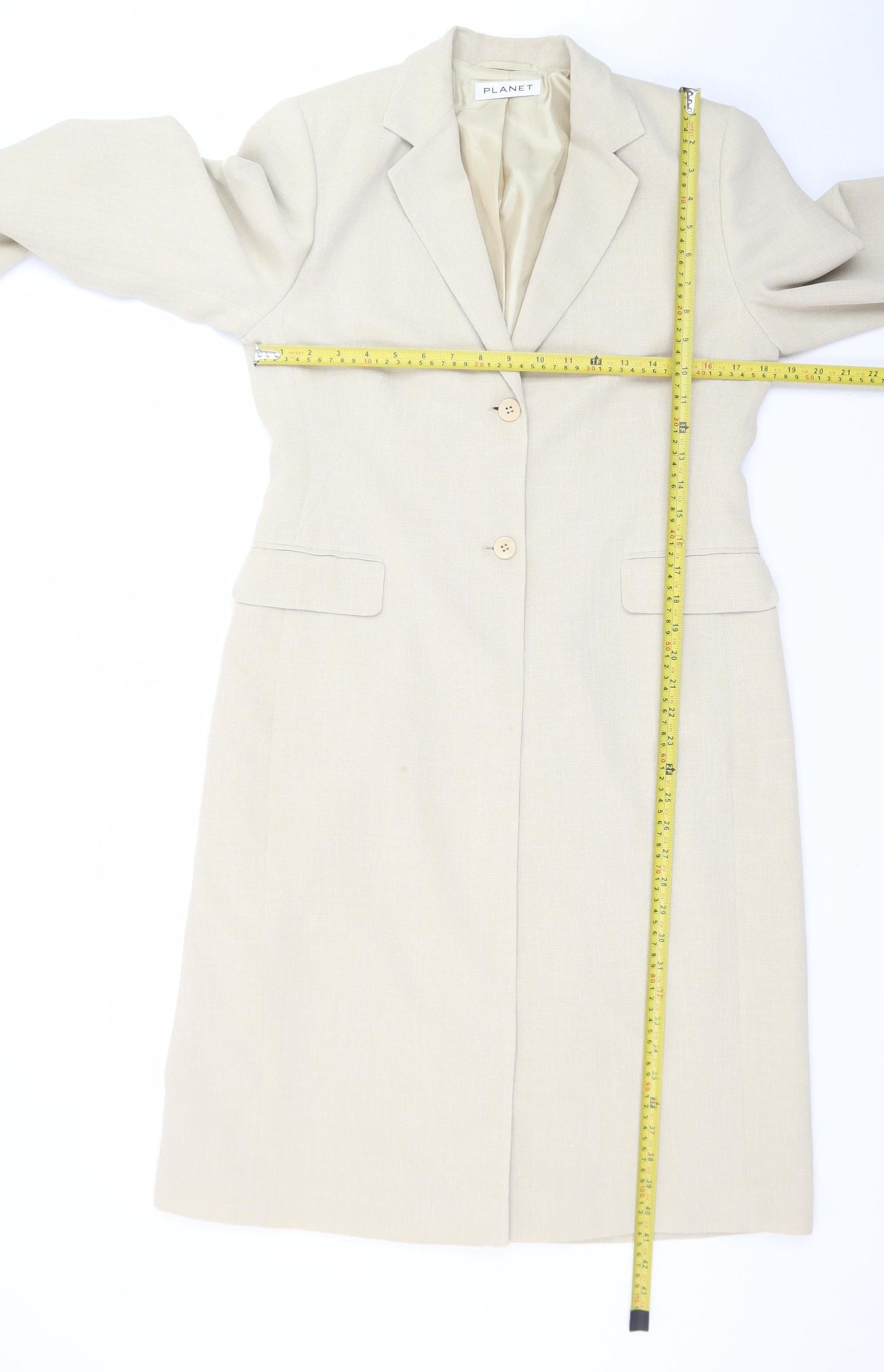 Planet Women Beige Size 12 Long Sleeve Collared Jacket Dress
