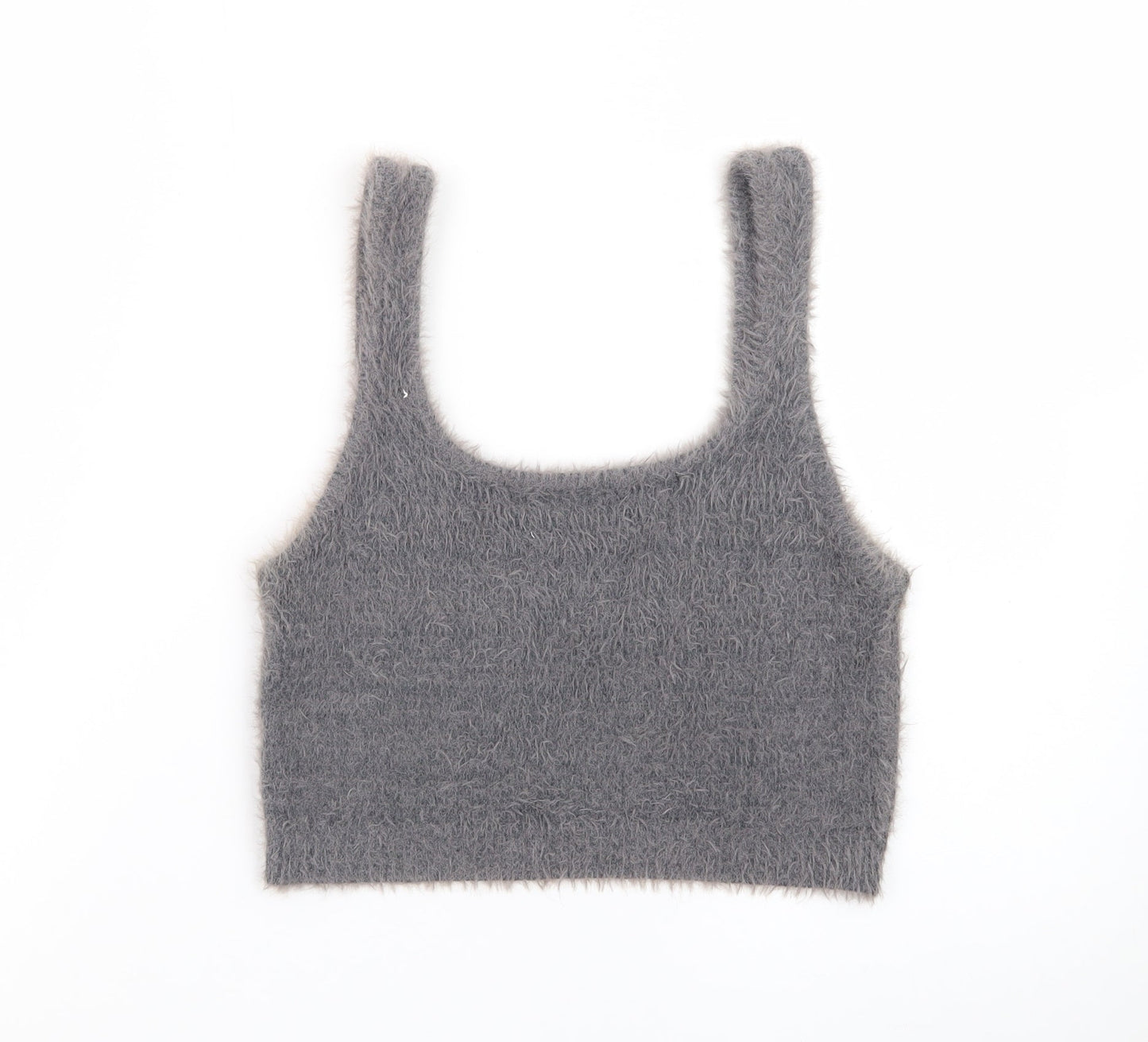 Stradivarius Women's Grey Fuzzy Knit Camisole Tank Top Size M