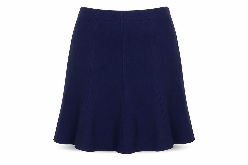 Marks & Spencer Per Una Womens Navy A-Line Midi Skirt Size 16 Wool Blend