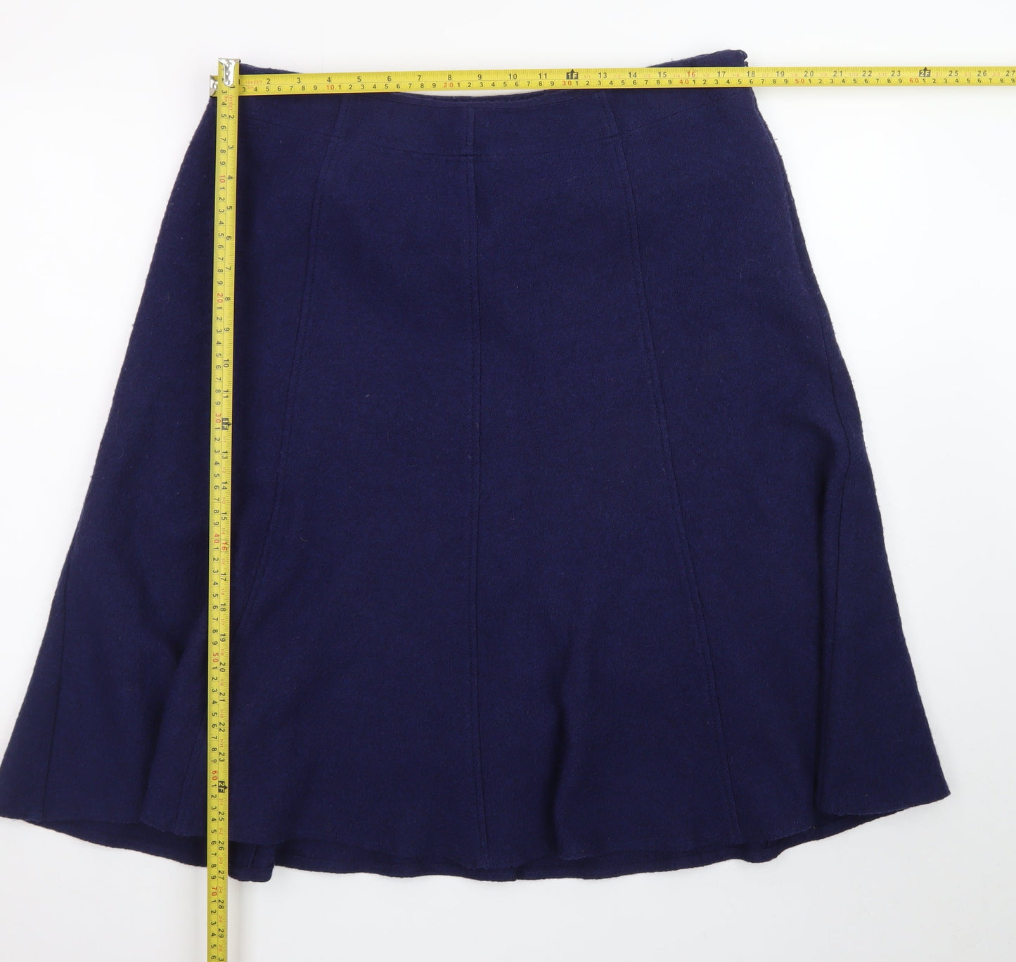 Marks and Spencer Per Una Womens Navy A-Line Midi Skirt Size 16 Wool Blend