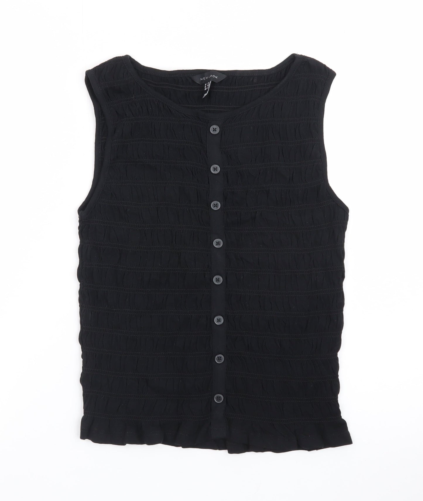 New Look Women's Black Sleeveless Button Blouse UK 12