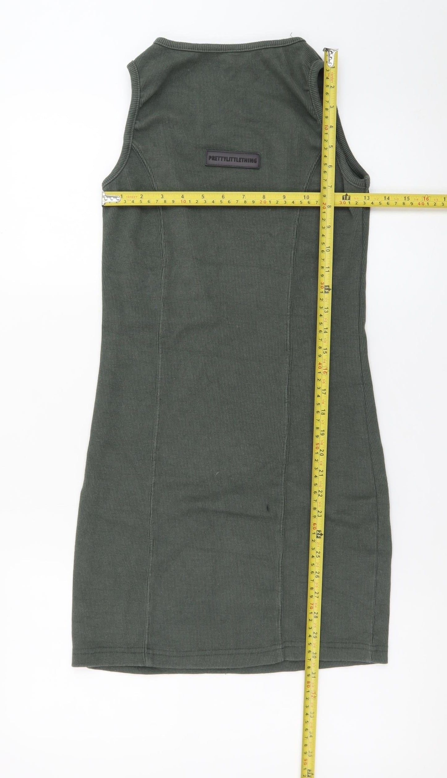 PrettyLittleThing Women's Green Size 12 Sleeveless Bodycon Dress