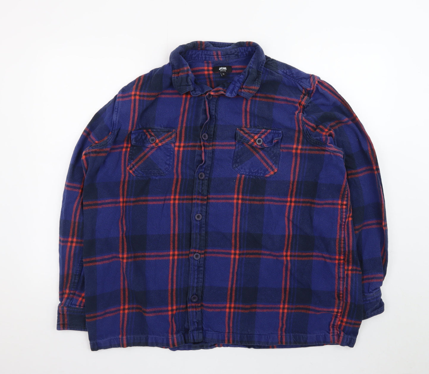 Jacamo Men's Blue Plaid Flannel Button-Up Shirt XL