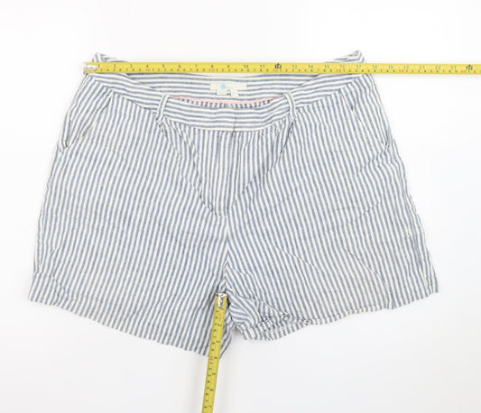 Boden Women Blue Striped Linen Blend Chino Shorts Size 16