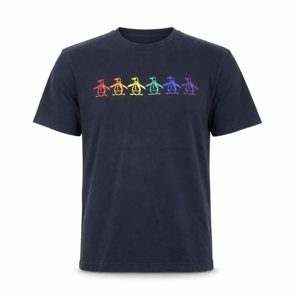 Original Penguin Men's Blue Rainbow Penguin Graphic Cotton T-Shirt M