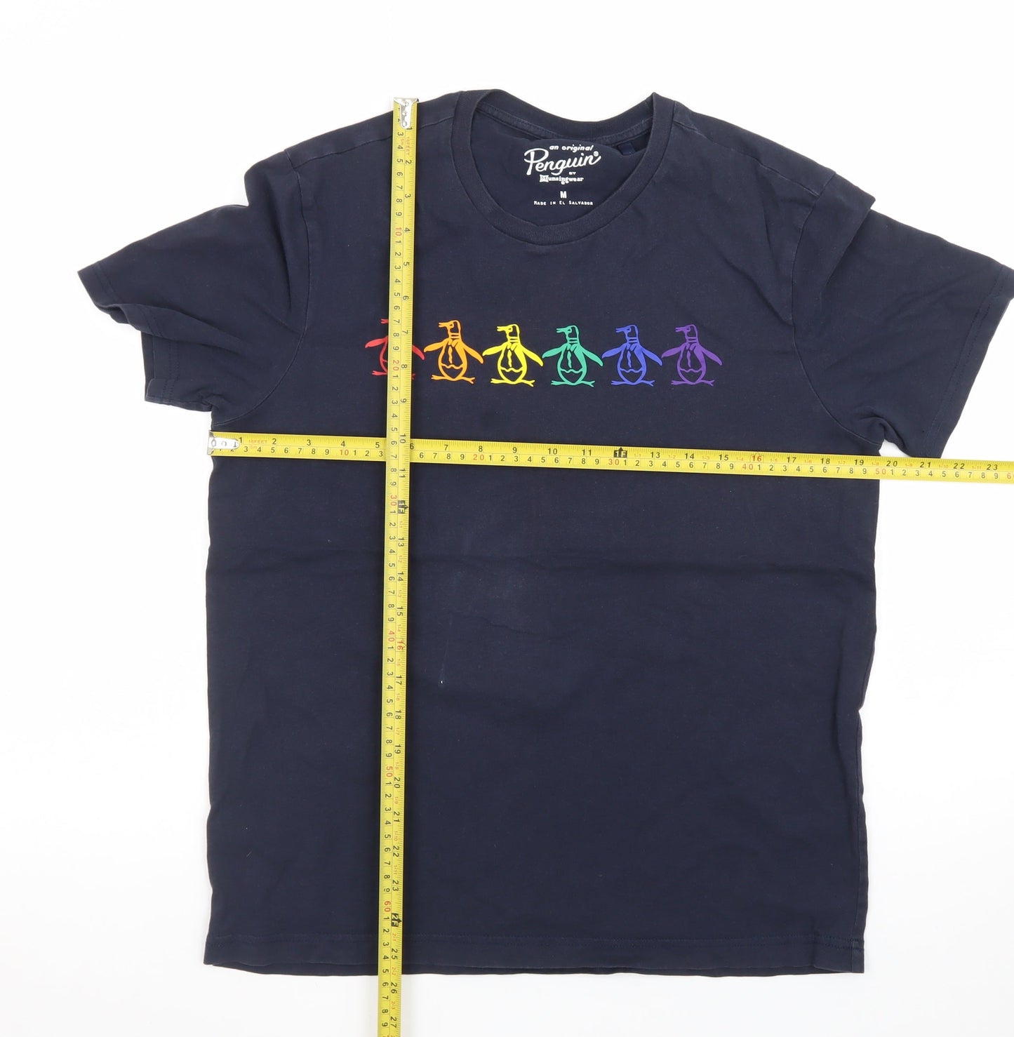 Original Penguin Men's Blue Rainbow Penguin Graphic Cotton T-Shirt M