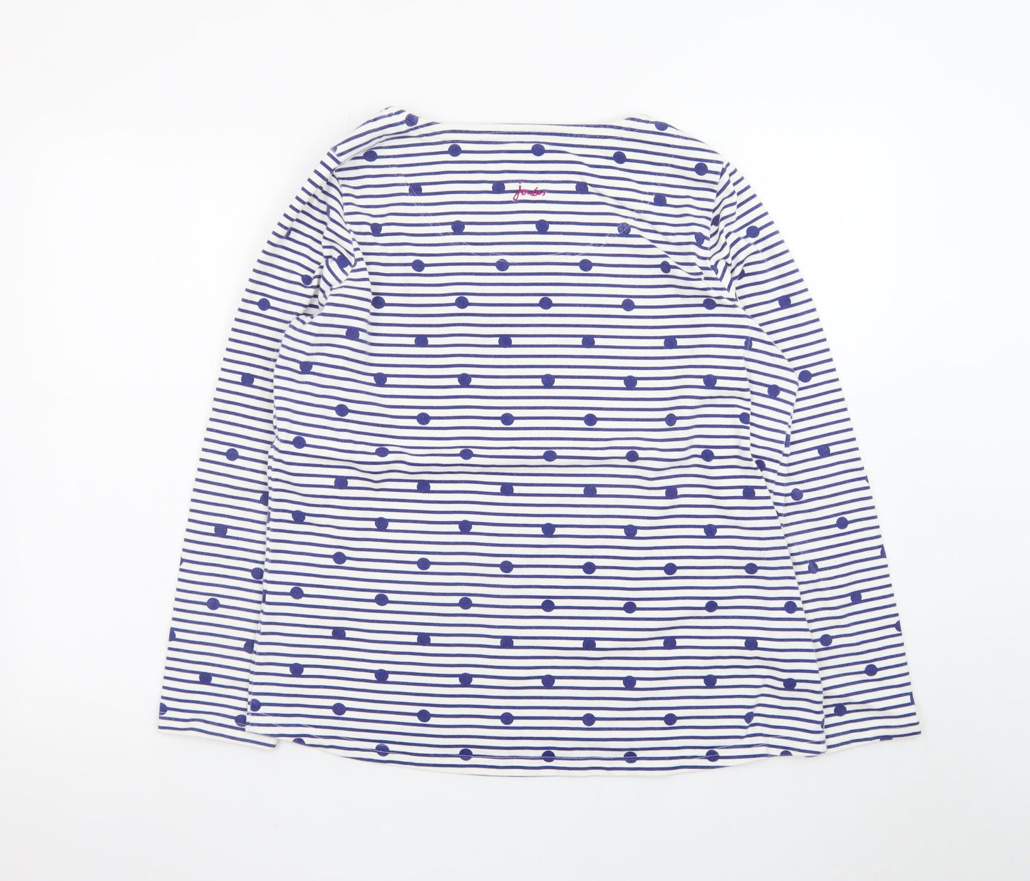 Joules Women's White & Navy Striped Long Sleeve Cotton T-Shirt UK 14