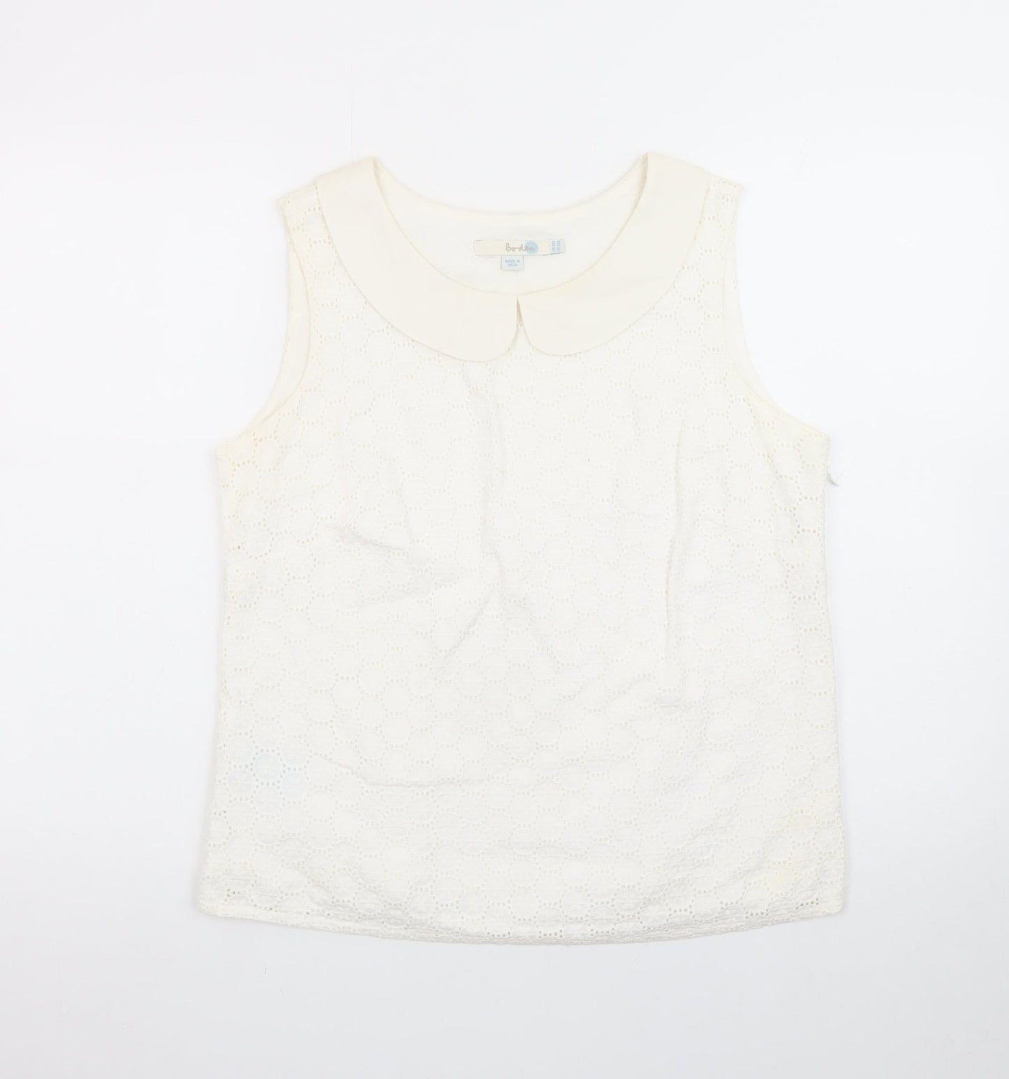 Boden Women's Ivory Sleeveless Lace Blouse Size 14