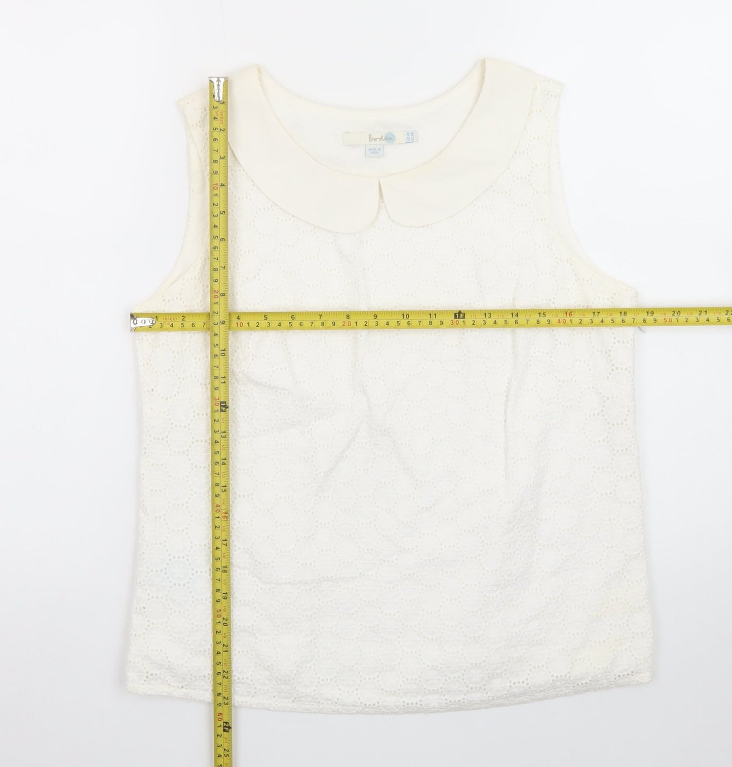 Boden Women's Ivory Sleeveless Lace Blouse Size 14