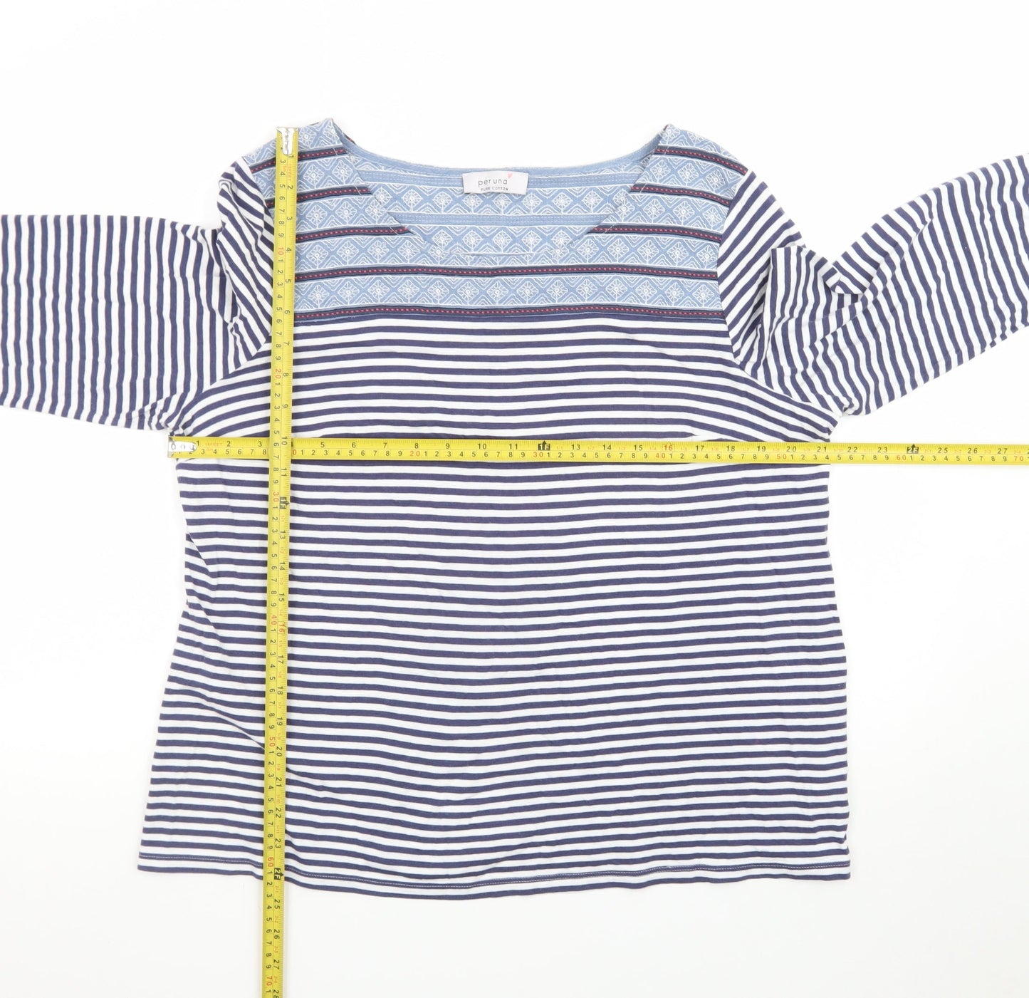 Marks and Spencer Women’s Blue Striped Long Sleeve Boat Neck Top Size 18