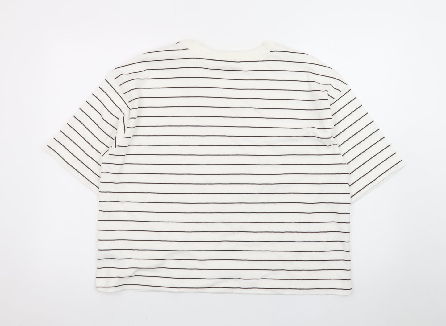 Marks and Spencer Women’s White Striped Cotton T-Shirt Size 14