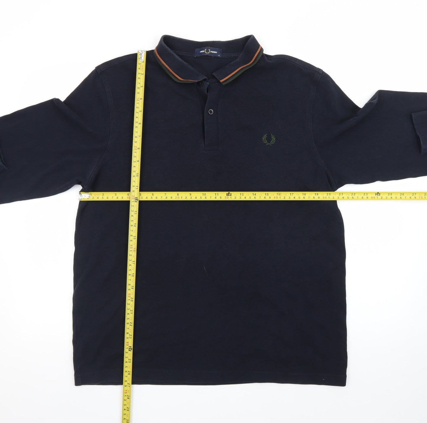Fred Perry Men's Blue XL Long Sleeve Cotton Polo Shirt