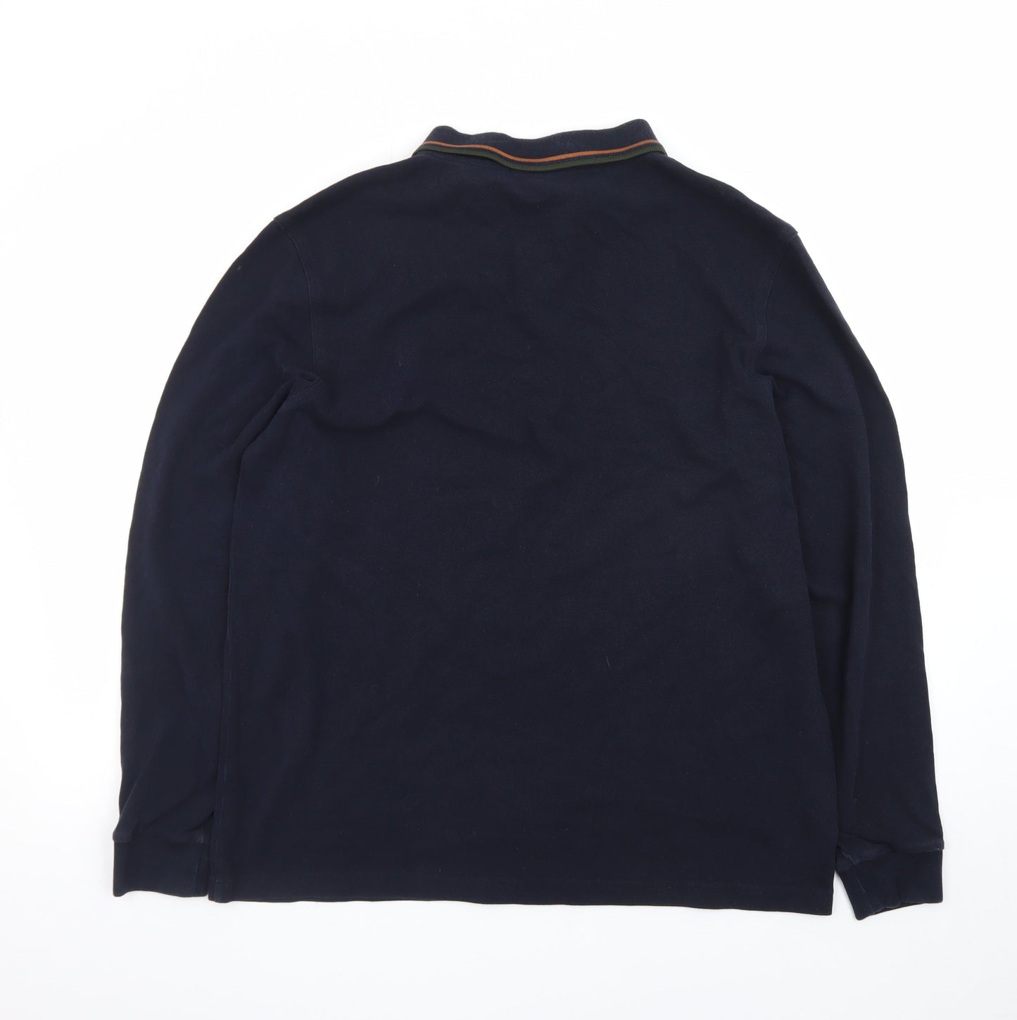 Fred Perry Men's Blue XL Long Sleeve Cotton Polo Shirt