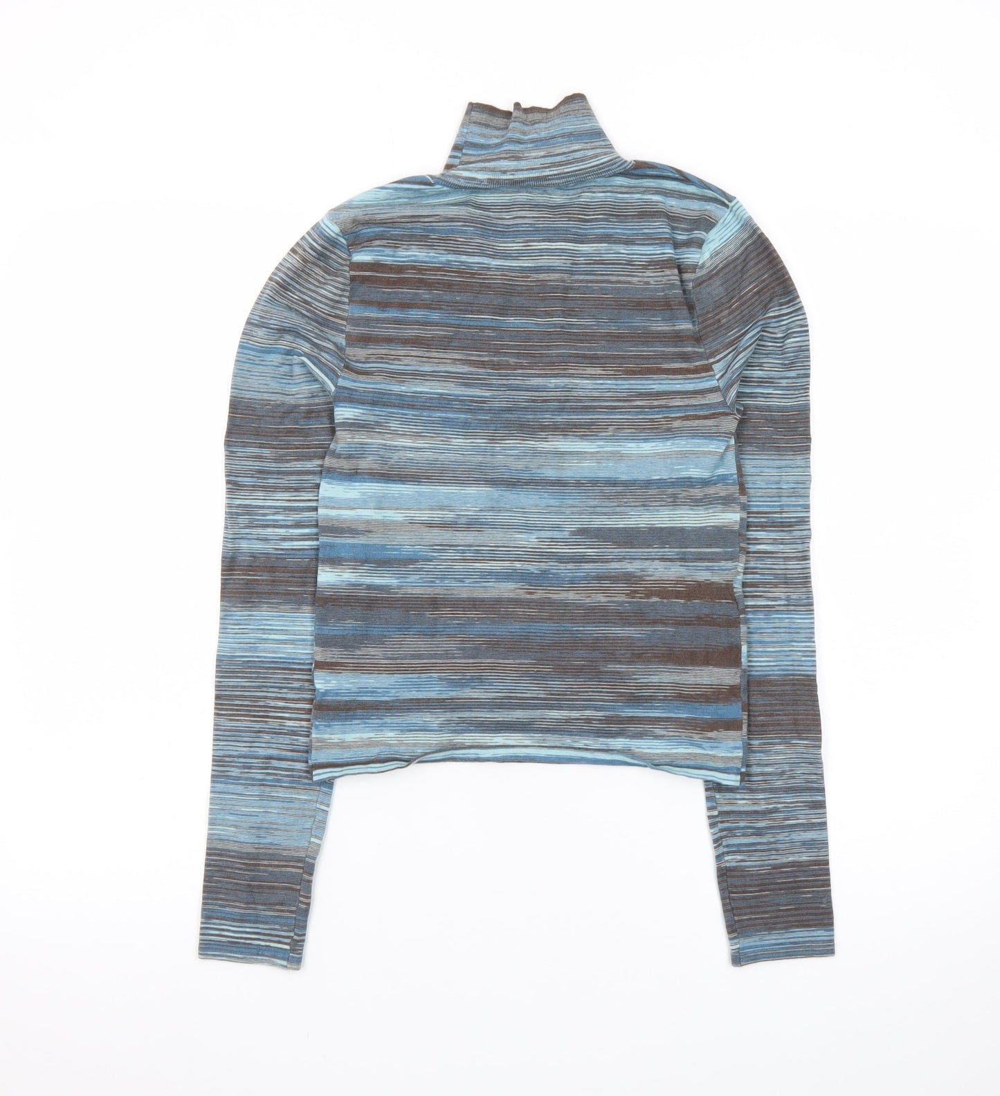 MNG Women's Blue Striped Roll Neck Long Sleeve Jersey Top Size S