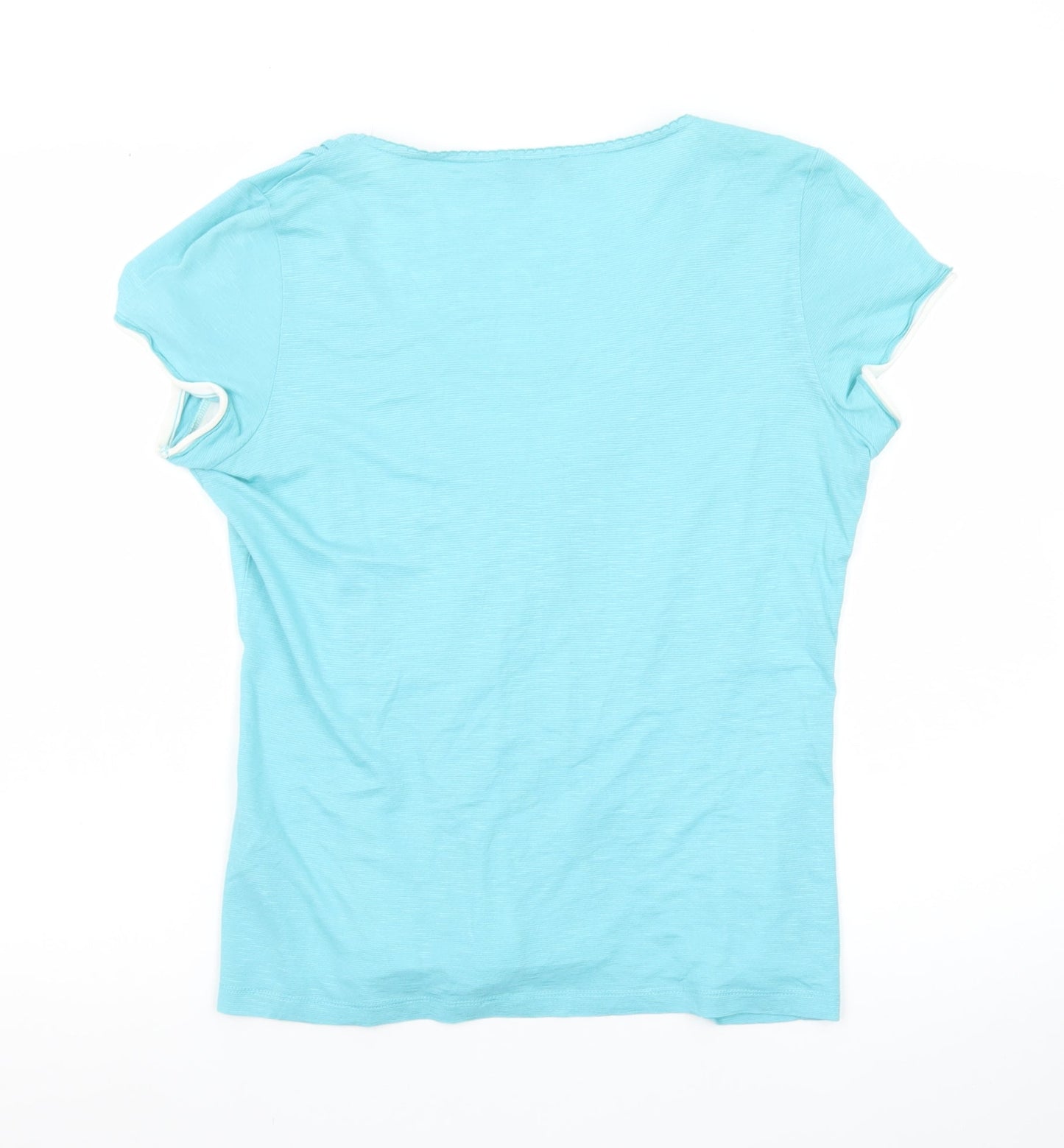 Marks and Spencer Per Una Blue Beaded V-Neck Women's T-Shirt Size 14