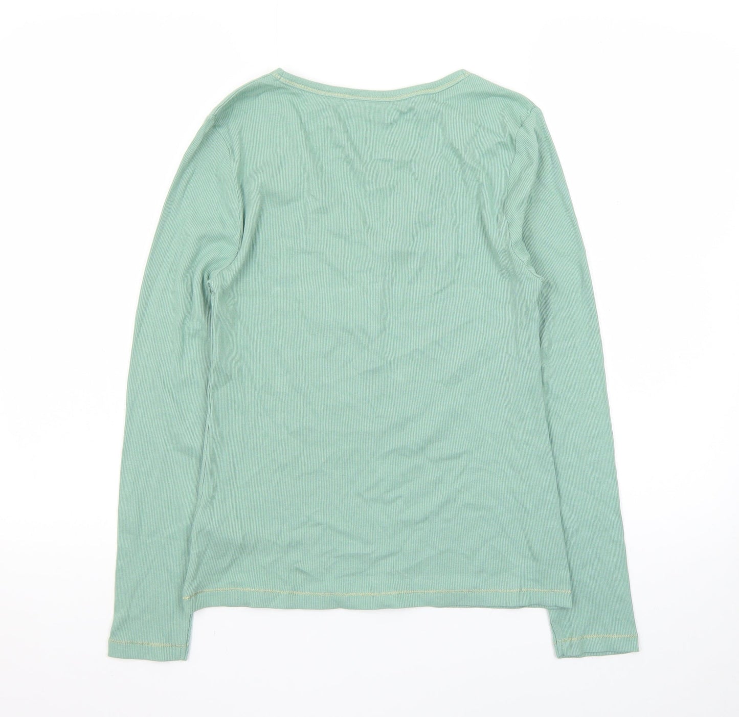 Marks and Spencer Womens Green Cotton Long Sleeve Henley T-Shirt Size 12