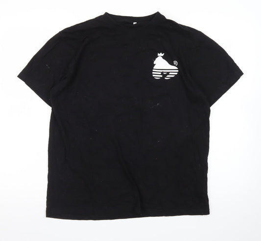 Money Men's Black Cotton Large T-Shirt with Crown Logo Print