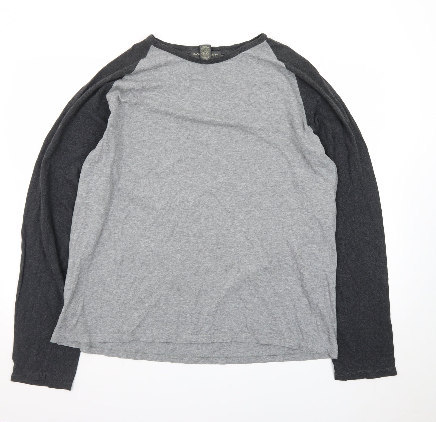 Banana Republic Men's Grey Long Sleeve Raglan Cotton T-Shirt XXL