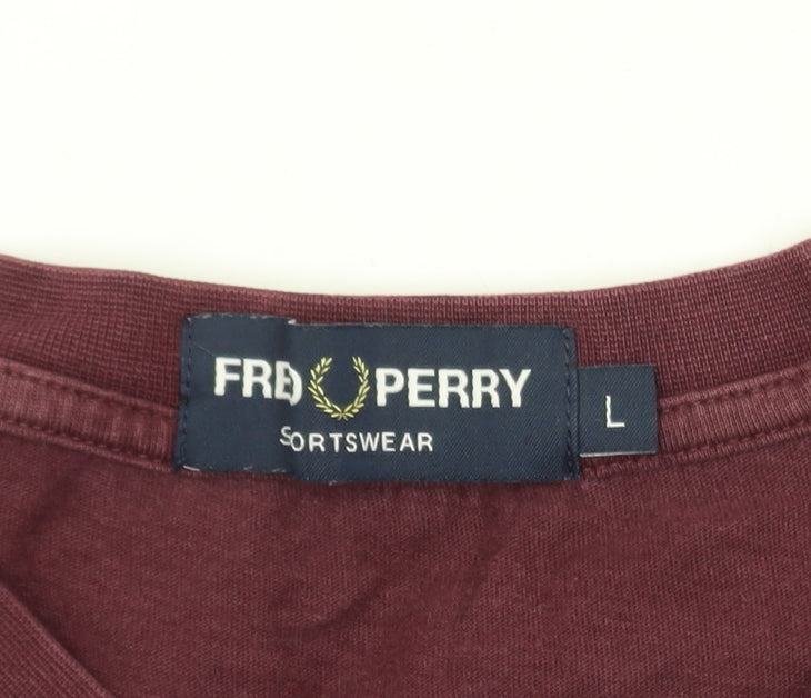 Fred Perry Men's Red Colourblock Logo T-Shirt Size L