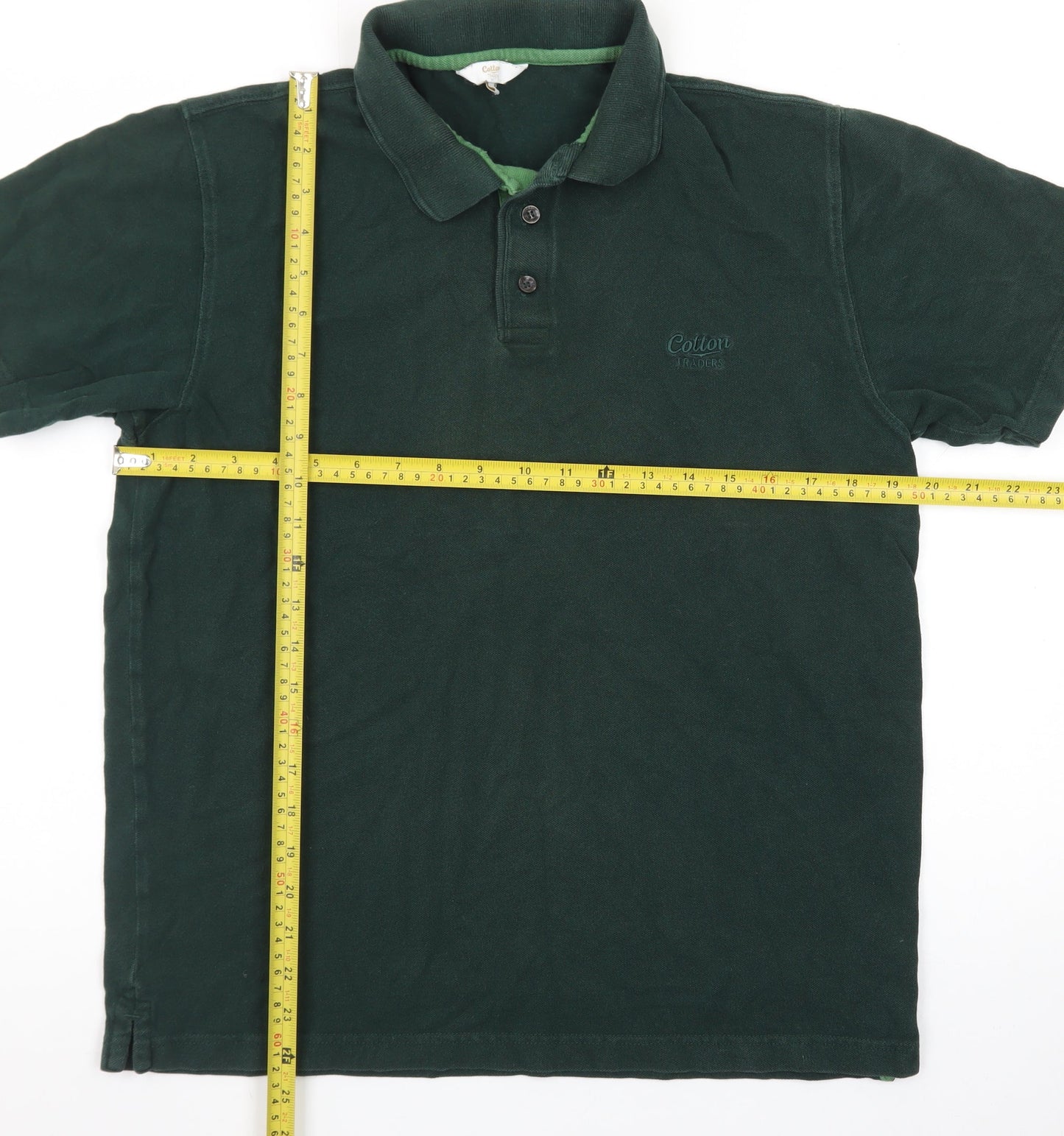 Cotton Traders Men's Green Short Sleeve Polo Shirt Size M