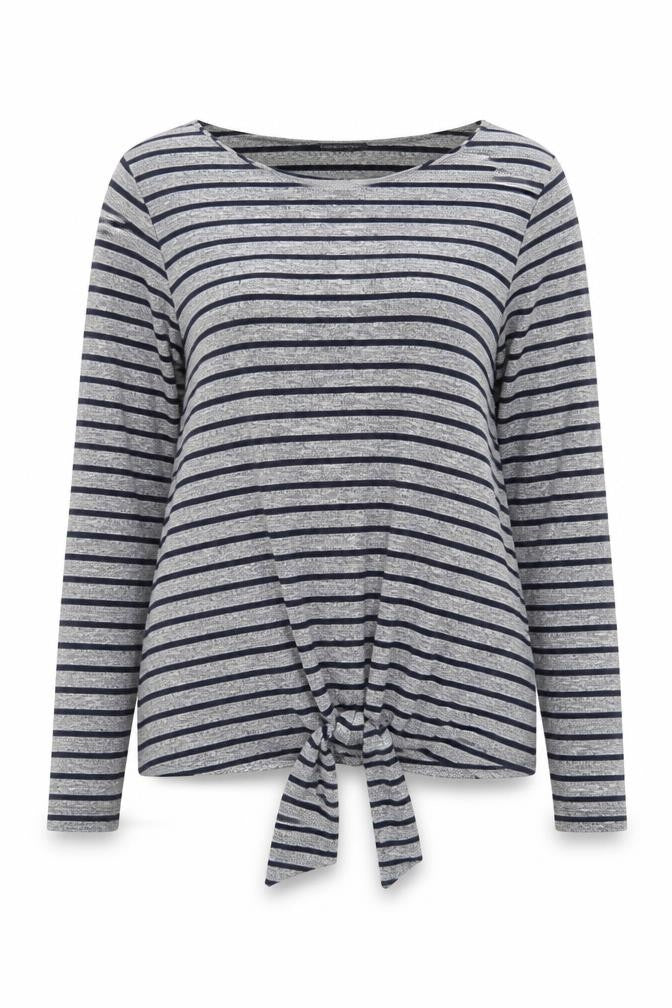 Marks & Spencer Women’s Grey Striped Tie Front Jumper Size 14