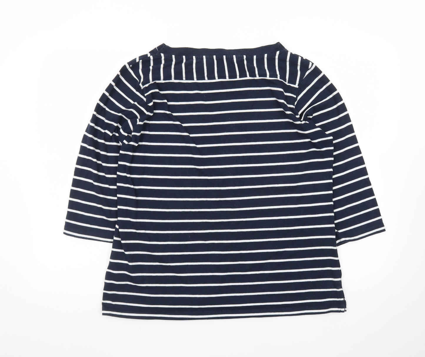 Regatta Women Blue Striped 3/4 Sleeve Boat Neck Cotton T-Shirt Size 16