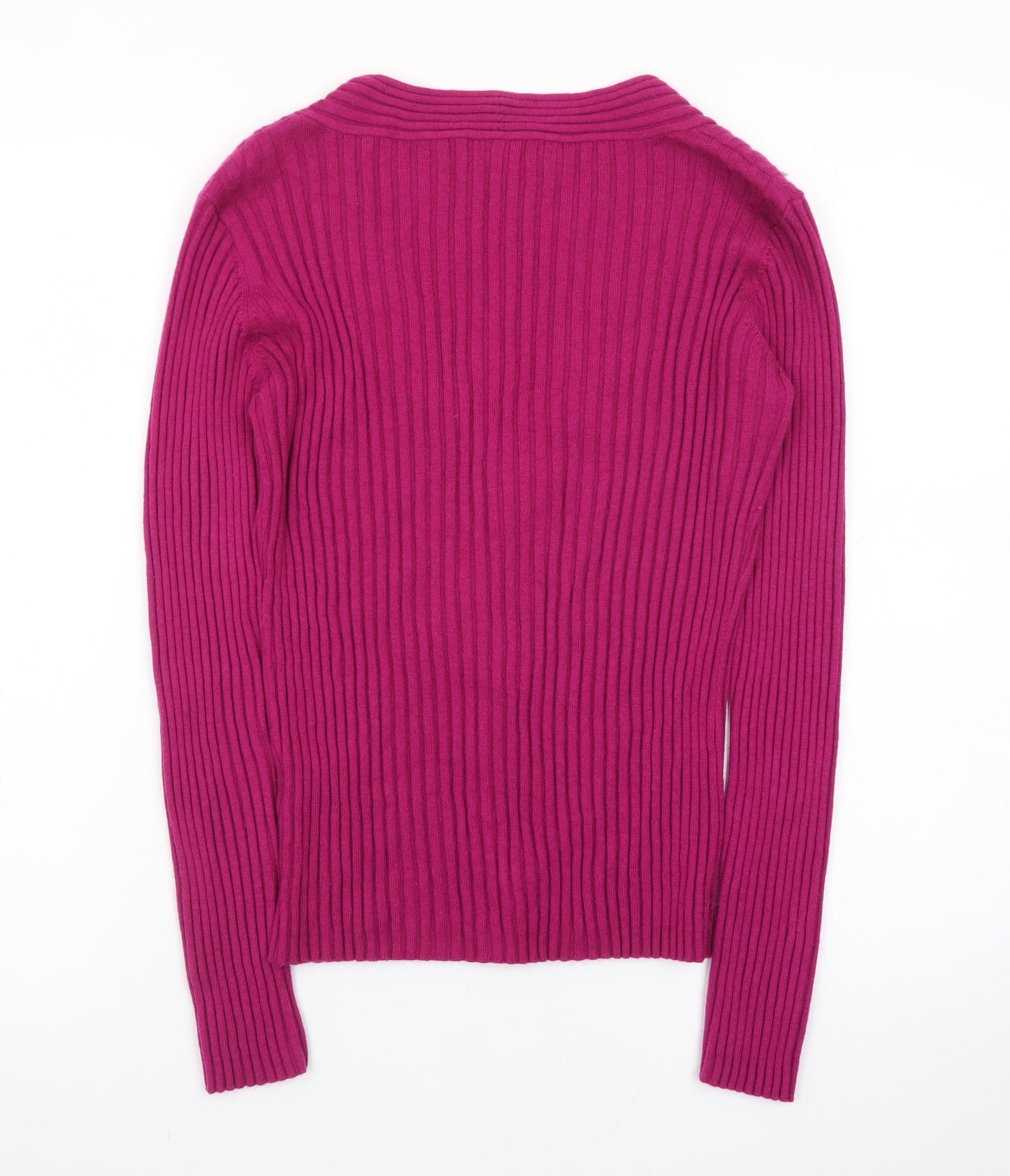 Hobbs Women’s Pink V-Neck Cable-Knit Long Sleeve Jumper Size 14