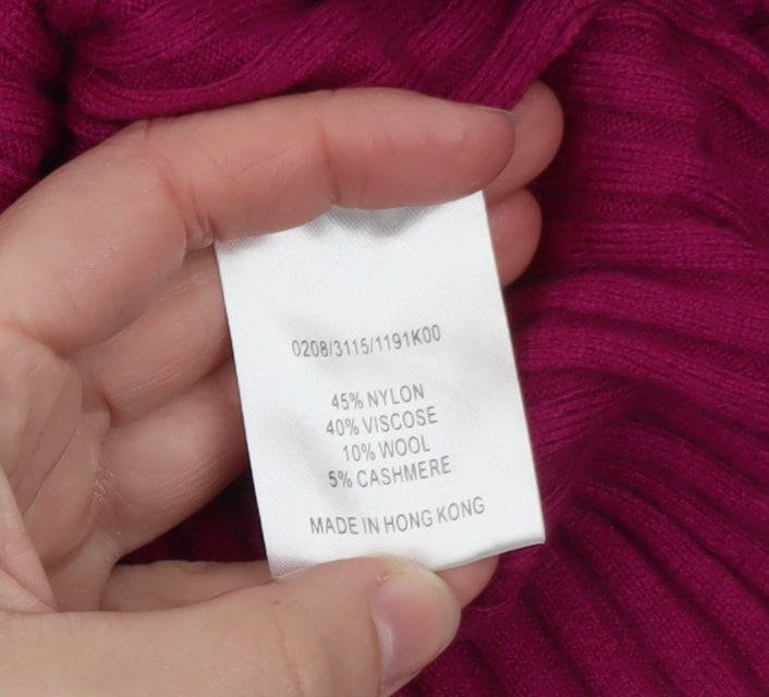 Hobbs Women’s Pink V-Neck Cable-Knit Long Sleeve Jumper Size 14