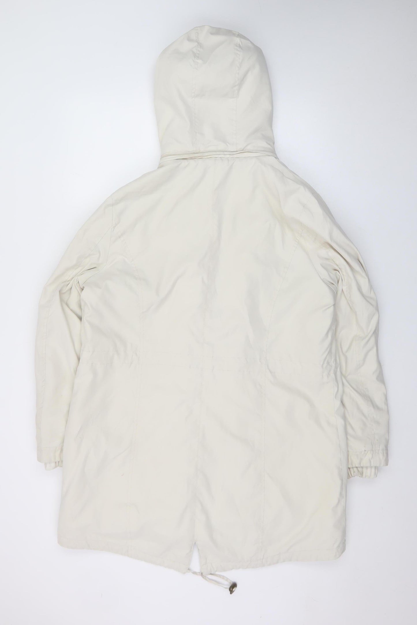 Marks and Spencer Women Ivory Hooded Parka Coat L Shower Resistant