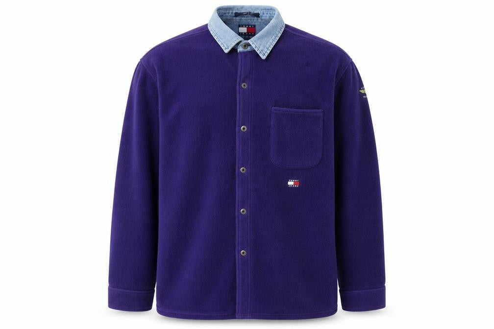 Tommy Jeans Men's Purple Fleece Shirt Jacket XL Classic Denim Collar
