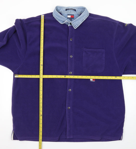 Tommy Jeans Men's Purple Fleece Shirt Jacket XL Classic Denim Collar