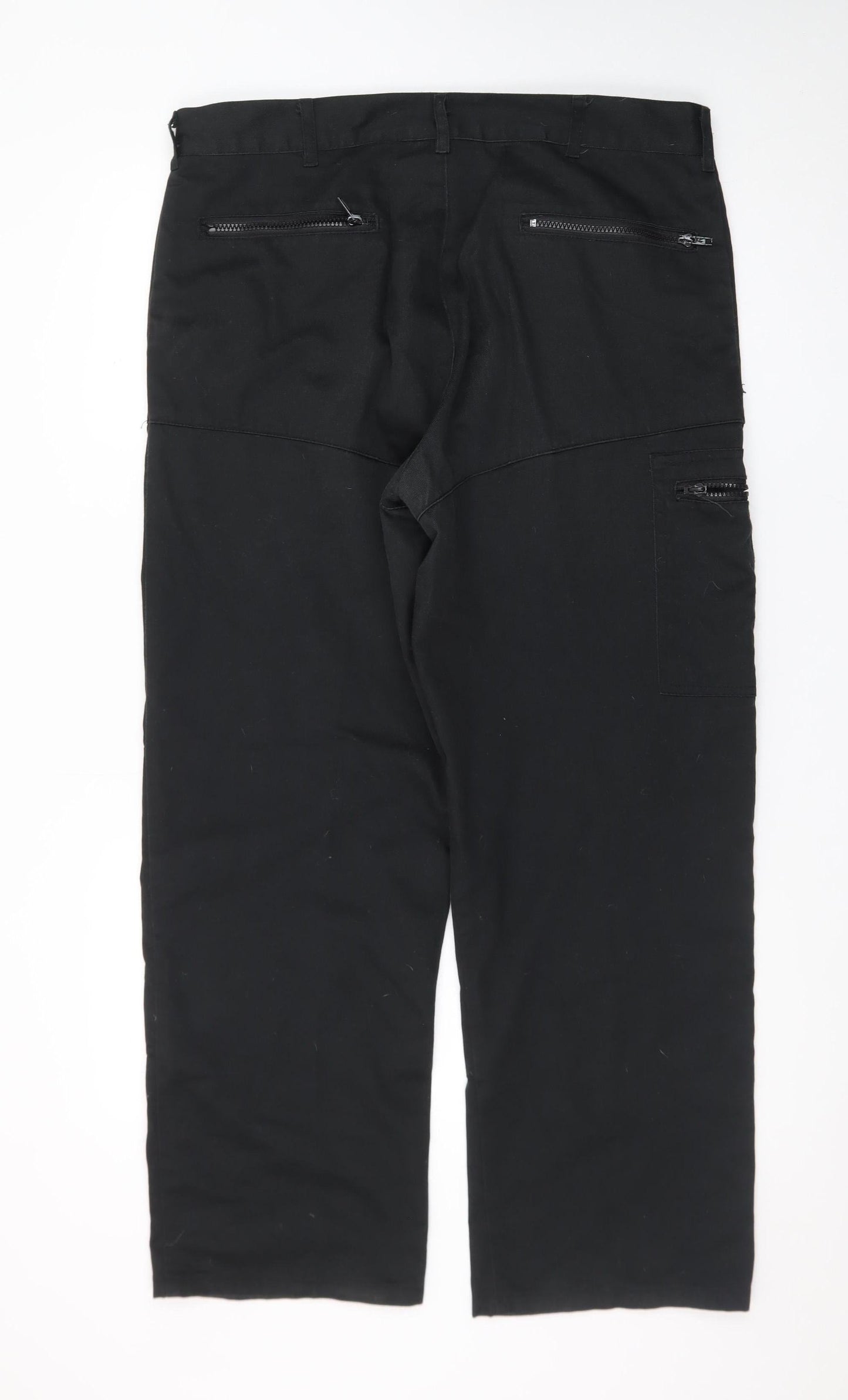 Dickies Men Black Cargo Workwear Trousers 36W Regular Fit Polyester Cotton