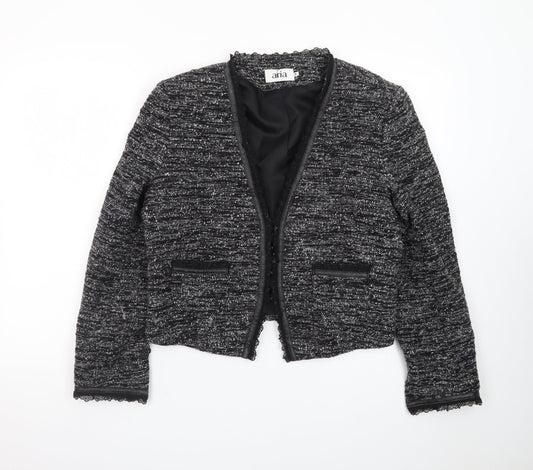 Aria Women's Black Bouclé Tailored Blazer Jacket Size 14