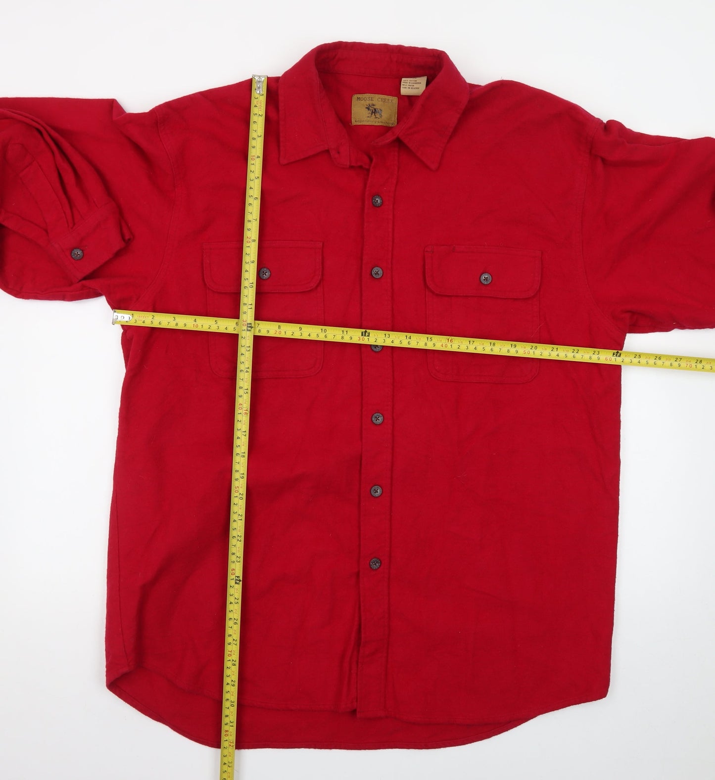 Moose Creek Men's Red Cotton Flannel Button-Up Shirt XL