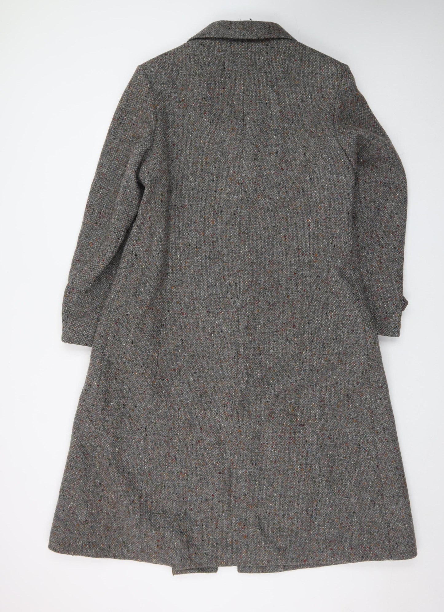 Monéque Women’s Grey Wool Tweed Long Overcoat Size 16