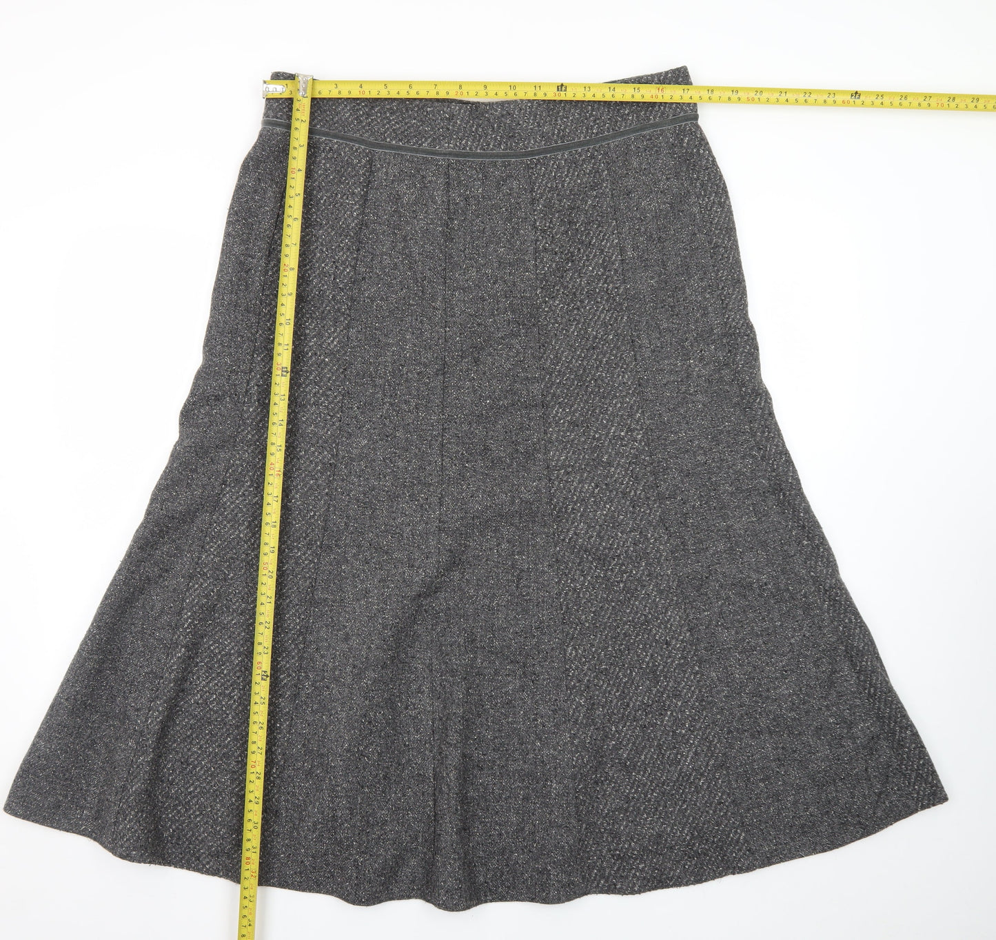 Marks and Spencer Women Grey A-Line Wool Silk Long Skirt Size 16
