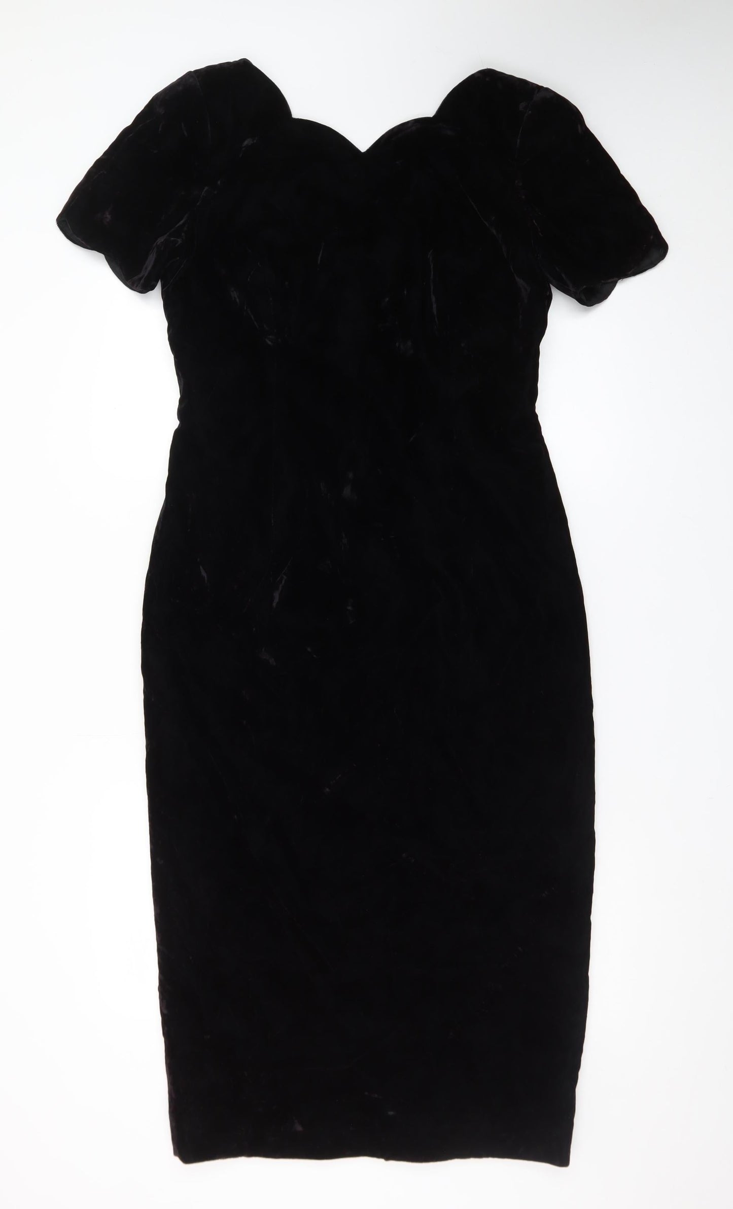 Santa Fe Women’s Black Velvet Bodycon Dress Size 10 Sweetheart Neck