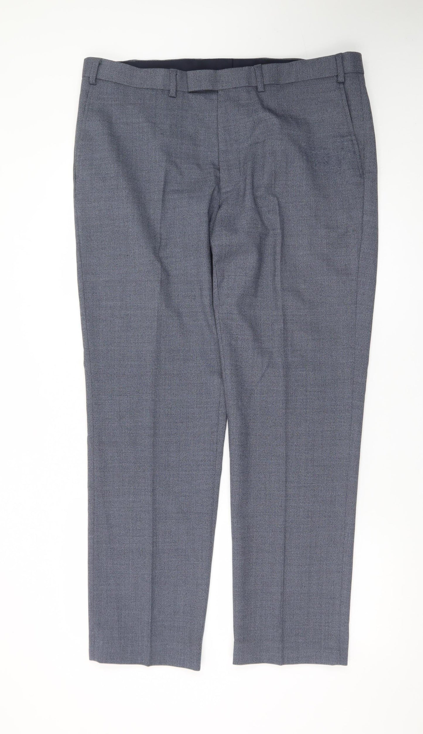 Marks and Spencer Men's Grey Regular Fit Wool Blend Dress Trousers 38W 31L