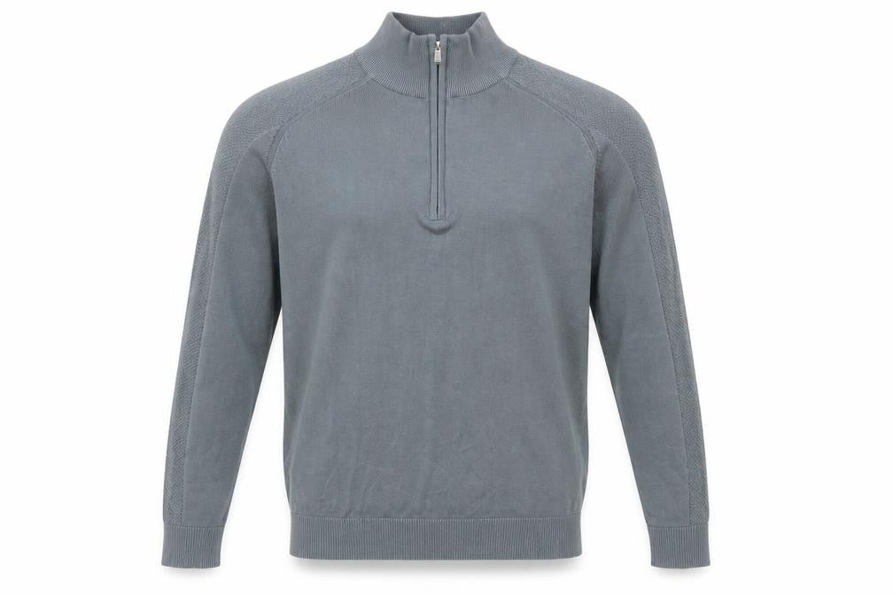 Marks and Spencer Men's Grey Cotton Modal 1/2 Zip Jumper M Regular