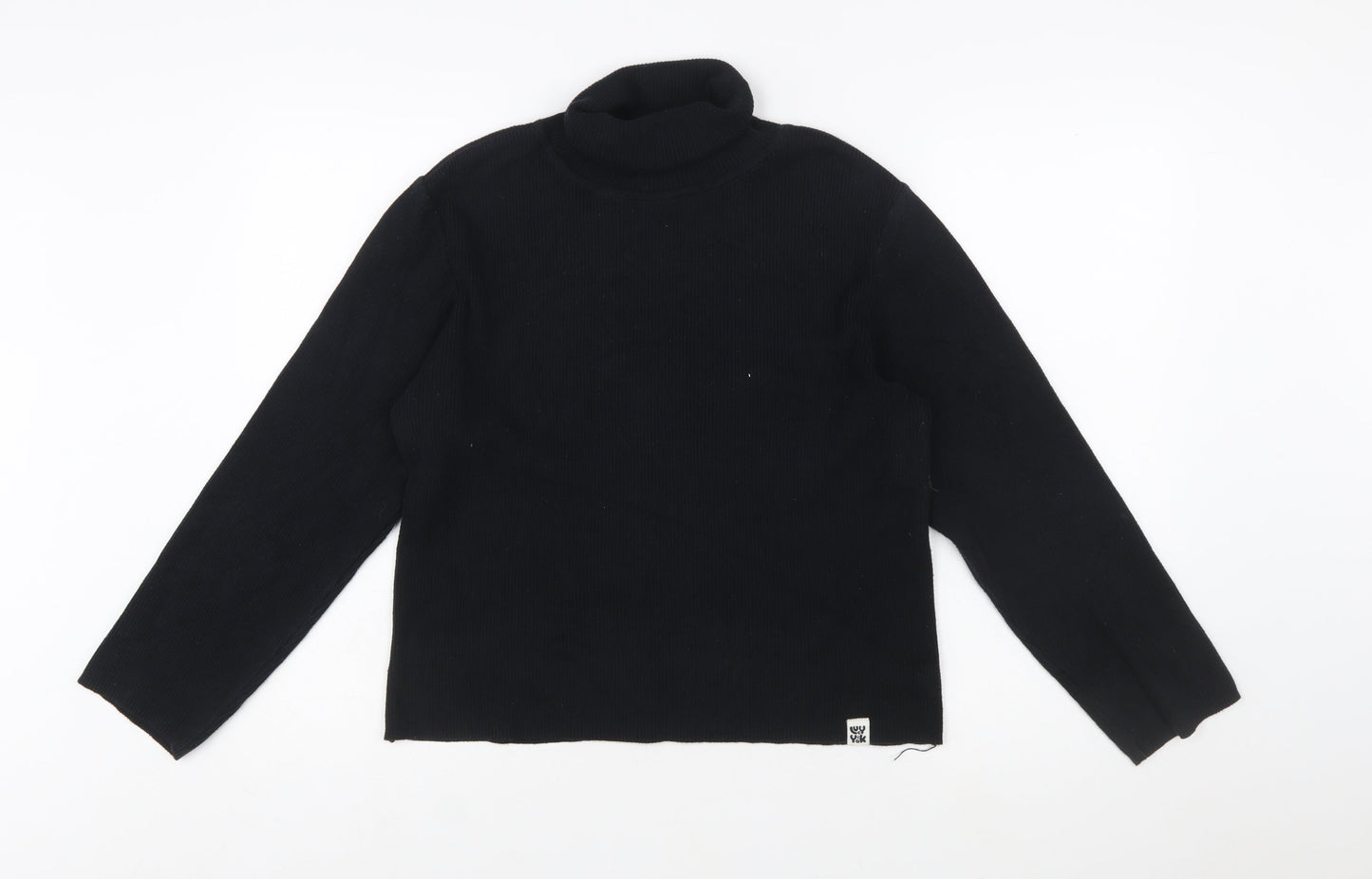 YAK Womens Black Roll Neck Long Sleeve Slim Fit Cotton Jumper Size L