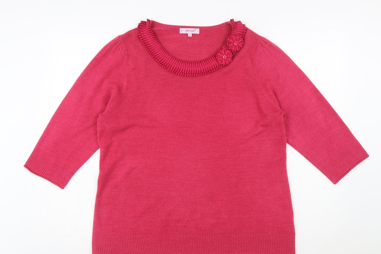 Marks and Spencer Per Una Women’s Pink 3/4 Sleeve Round Neck Jumper Size 20