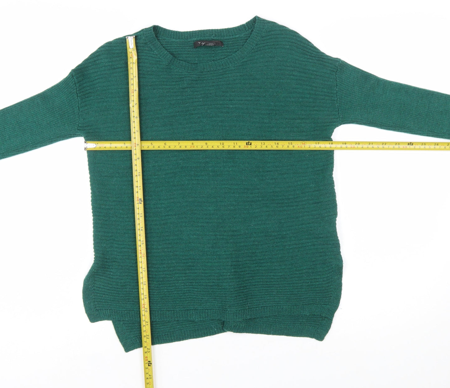 Tahari Women's Green Merino Wool Acrylic Button Back Cardigan Size M