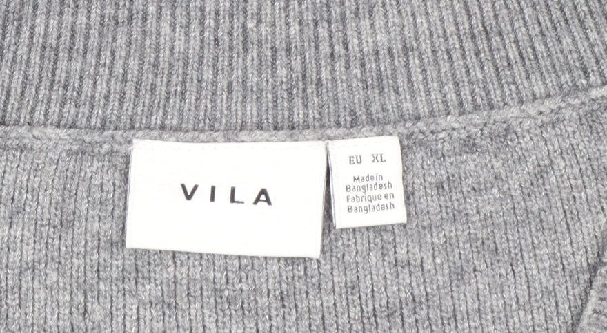 Vila Womens Grey V-Neck Knit Sleeveless Vest Jumper Size L