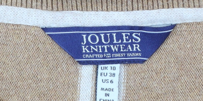 Joules Women’s Beige Crew Neck Cotton Blend Relaxed Jumper Size 10
