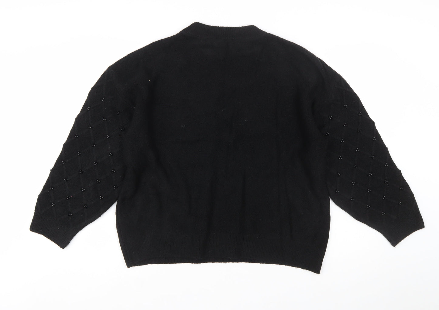 Marks and Spencer Women's Black Beaded Argyle Knit Jumper L
