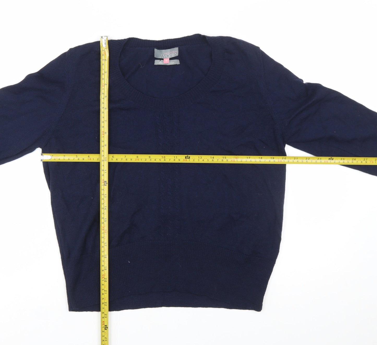 John Lewis Women Blue Merino Wool Round Neck Jumper Size 18