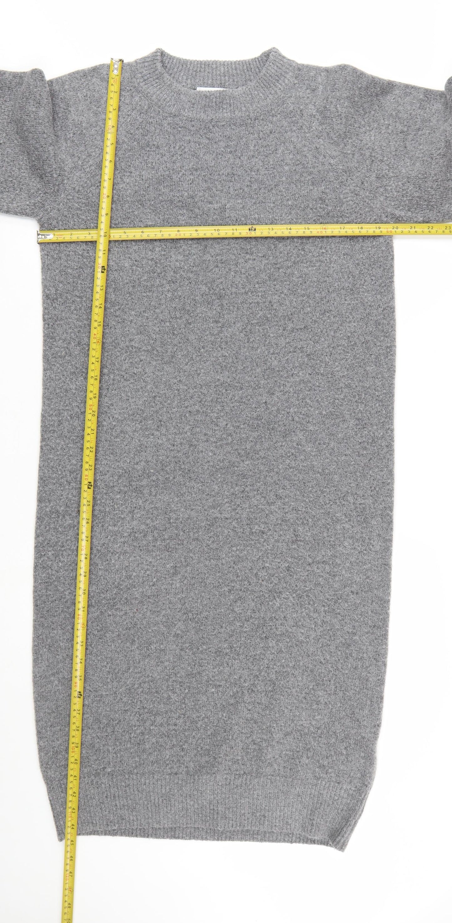 Warehouse Women Grey Wool Blend Long Sleeve Jumper Dress M