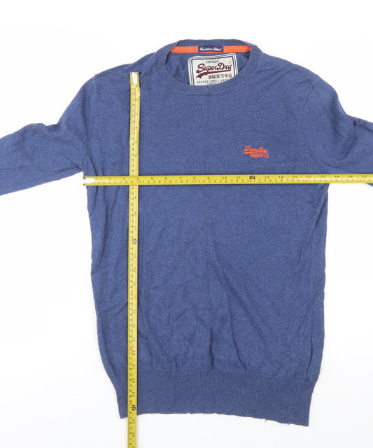 Superdry Men Blue Cashmere Blend Crew Neck Pullover Jumper S