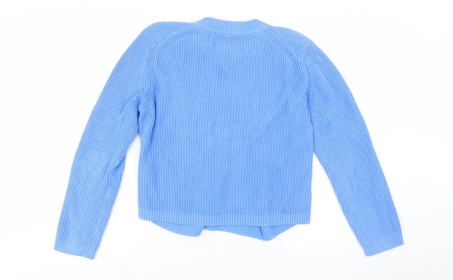 French Connection Women Blue Cotton Chunky Knit Pullover Jumper M