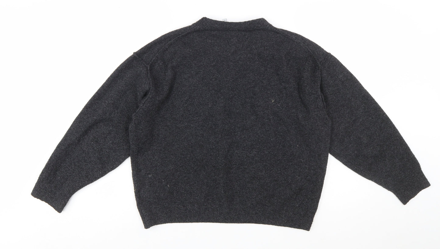 Weekday Womens Grey Wool Blend Crew Neck Pullover Jumper Size S